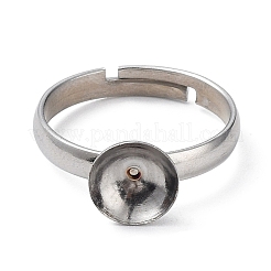 Tarnish Resistant Adjustable 304 Stainless Steel Finger Rings Components&nbsp;X-STAS-E163-97P