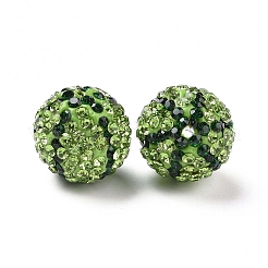 Watermelon Pattern Polymer Clay Rhinestone Round Beads&nbsp;RB-L029-02