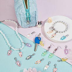 20Pcs 10 Styles Cat Resin Pendant Locking Stitch Markers&nbsp;HJEW-PH02142