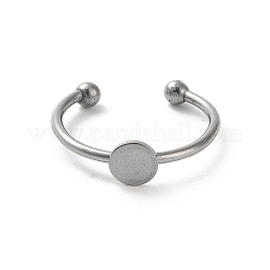 Non-Tarnish Adjustable 304 Stainless Steel Finger Rings Components&nbsp;STAS-K278-04A-P