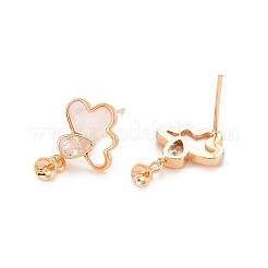 Brass Micro Pave Clear Cubic Zirconia Earring Findings&nbsp;KK-T062-220G-NF