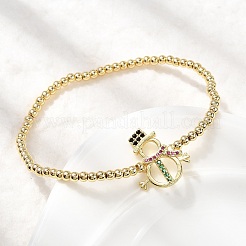 Christmas Brass Micro Pave Cubic Zirconia Link Bracelets&nbsp;LS-BJEW-K289-01A-G