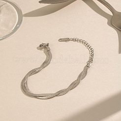 304 Stainless Steel 2-Strand Twisted Flat Snake Chain Bracelets&nbsp;MC1160