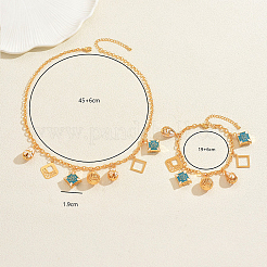 Rhombus Teardrop Round Alloy Enamel Necklaces & Bracelets Sets for Women&nbsp;PJ4309