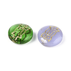 Flat Round with Owl Glass Beads&nbsp;GLAA-T025-45M