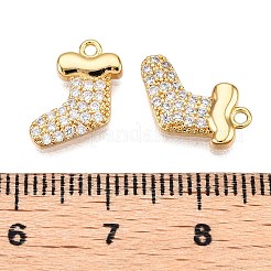 Christmas Theme Brass Micro Pave Clear Cubic Zirconia Charms&nbsp;KK-T073-17G