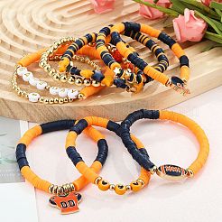 1 Set Handmade Polymer Clay Heishi Beads Stretch Bracelets Set&nbsp;BJEW-SZ0002-67A-01