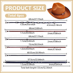 6Pcs 6 Styles Leather Hat Band&nbsp;AJEW-NB0006-83