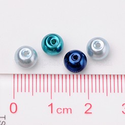 Carribean Blue Mix Pearlized Glass Pearl Beads&nbsp;HY-X006-6mm-03