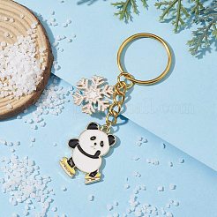 Snowflake & Panda Alloy Enamel Pendant Keychains&nbsp;KEYC-JKC00630-02