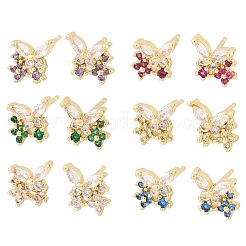 Brass Micro Pave Cubic Zirconia Stud Earrings for Women&nbsp;KK-A305-07G