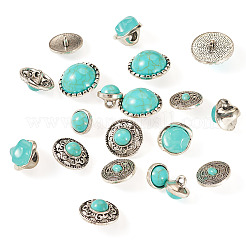 20Pcs 5 Styles Flat Round Alloy Buttons&nbsp;BUTT-TA0001-16