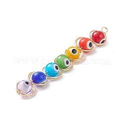 Wire Wrapped Handmade Evil Eye Lampwork Pendants&nbsp;PALLOY-JF01930