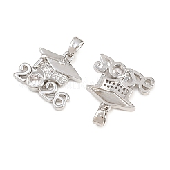 Brass Micro Pave Clear Cubic Zirconia Pendants&nbsp;KK-D223-01P