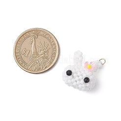 Glass Seed Beaded Rabbit Pendants&nbsp;PALLOY-MZ00944