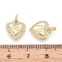 Brass Micro Pave Clear Cubic Zirconia Pendants&nbsp;KK-T080-55G