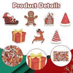 42Pcs 7 Styles Christmas Printed Schima Wood Beads&nbsp;WOOD-FS0002-49