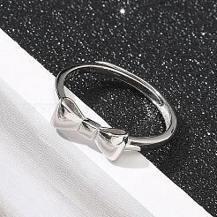 925 Sterling Silver Bowknot Adjustable Rings for Women&nbsp;RJEW-R008-02S-02