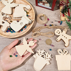DIY Christmas Unfinished Wood Pendant Decorations Kits&nbsp;WOOD-SC0001-88