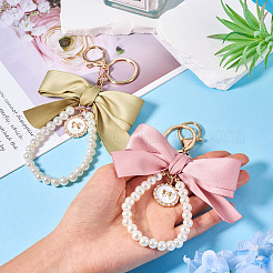 2Pcs 2 Colors Golden Alloy & Polyester & Plastic Keychain&nbsp;KEYC-TA0001-35A