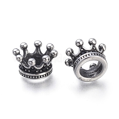 Crown 304 Stainless Steel with Cubic Zirconia European Beads&nbsp;STAS-F243-34AS