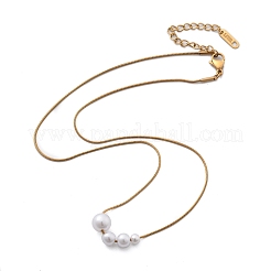 White Plastic Pearl Graduated Round Beads Pendant Necklaces&nbsp;NJEW-P320-21G
