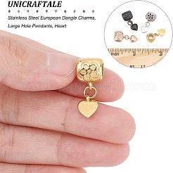 4Pcs 4 Colors 304 Stainless Steel European Dangle Charms&nbsp;STAS-UN0037-41