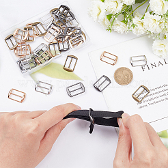 40Pcs 4 Colors Rectangle Alloy Slider Buckles&nbsp;DIY-BC0012-18