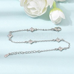 Brass Micro Pave Clear Cubic Zirconia Star Link Chain Bracelets&nbsp;KK-CBA3629-01P