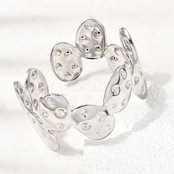 Hammered 304 Stainless Steel Cuff Bangles for Women&nbsp;BJEW-T030-03P