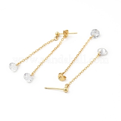 Clear Cubic Zirconia Tassel Front Back Stud Earrings&nbsp;EJEW-C035-01G