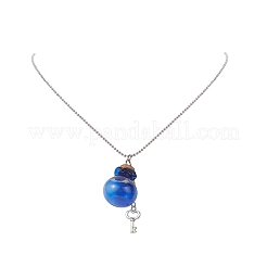 4Pcs 4 Color Lucky Bag Shape Glass Cork Bottles Pendant Necklaces Set&nbsp;NJEW-TA00067
