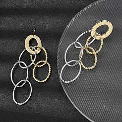 Rack Plating Brass Dangle Stud Earrings&nbsp;EJEW-L308-05GP