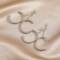 Letter X Line Brass Dangle Stud Earrings&nbsp;TH5434