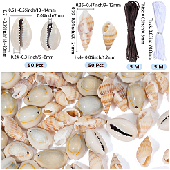 DIY 100Pcs 2 Styles Natural Shell Pendants Necklaces Making Kits&nbsp;DIY-SC0033-11