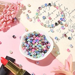 Rainbow ABS Plastic Imitation Pearl Beads&nbsp;OACR-CJ0001-02