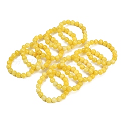 Natural Yellow Jade Bead Stretch Bracelets&nbsp;BJEW-K212-C-038