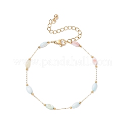 Shell & 304 Stainless Steel Oval Link Bracelets for Women&nbsp;BJEW-JB12379