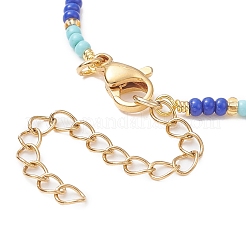 Brass Evil Eye Link Chain Bracelet with Glass Beaded for Women&nbsp;BJEW-JB09385