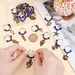 Alloy & Glass Bead Wine Glass Charms&nbsp;AJEW-GO00022