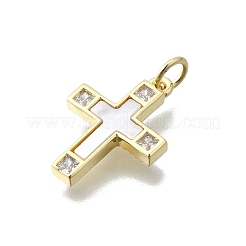 Brass Micro Pave Clear Cubic Zirconia Pendants&nbsp;KK-V010-10G-02