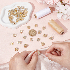 48Pcs 12 Colors 1-Hole Alloy Rhinestone Shank Buttons&nbsp;BUTT-GA0001-43G