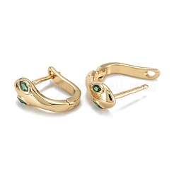 Snake Sparkling Cubic Zirconia Hoop Earrings for Girl Women&nbsp;EJEW-H126-25G-A