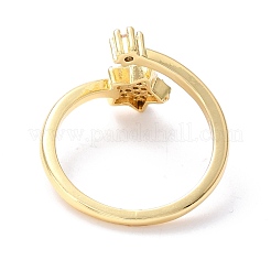 Brass Micro Pave Clear Cubic Zirconia Cuff Rings&nbsp;RJEW-F114-03G