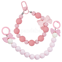 2Pcs 2 Styles Bowknot Acrylic Beaded Decorations&nbsp;HJEW-BBC0001-22