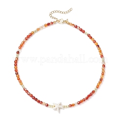 Summer Beach Natural Carnelian Round Beaded Necklaces&nbsp;NJEW-JN05262-04