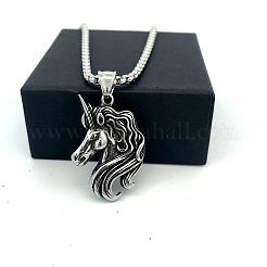 Vintage 304 Stainless Steel Unicorn Pendant Necklaces for Women&nbsp;GP0684