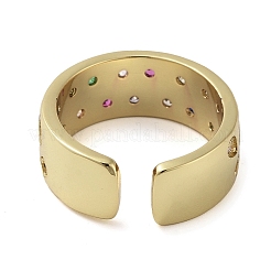 Brass Micro Pave Cubic Zirconia Open Cuff Ring&nbsp;RJEW-K267-02G