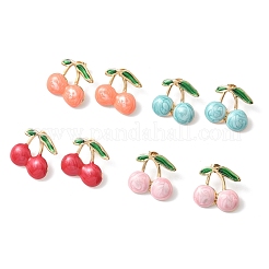 Cherry 304 Stainless Steel Enamel Stud Earrings&nbsp;EJEW-B156-01G