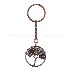 Brass Wire Wrapped Natural & Synthetic Mixed Stone Pendant Keychain&nbsp;KEYC-JKC00655